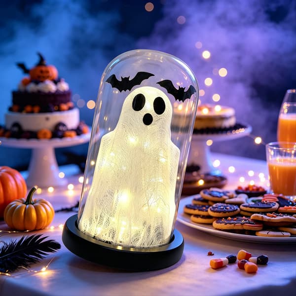 Halloween Spøkelsestema Dekorativ Nattlampe, Skummel Jack-o'-lantern Borddekorasjon
