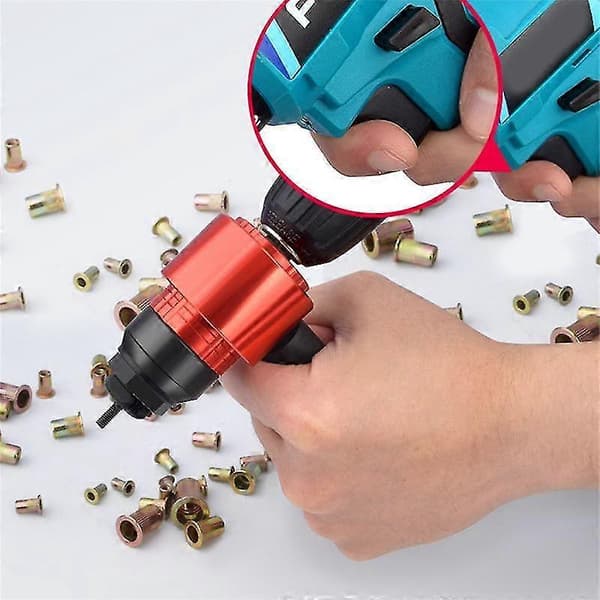 Rivetmutterverktøysett Riveting M3-m8 Trådløs Rivet Drill Elektrisk Adapter Innsettingsmutterverktøy Brukt I Mann