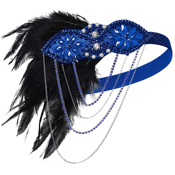 1920-luvun Flapper-hiuspanta 20-luvun Suuri Gatsby -pääkoriste Musta Sulka