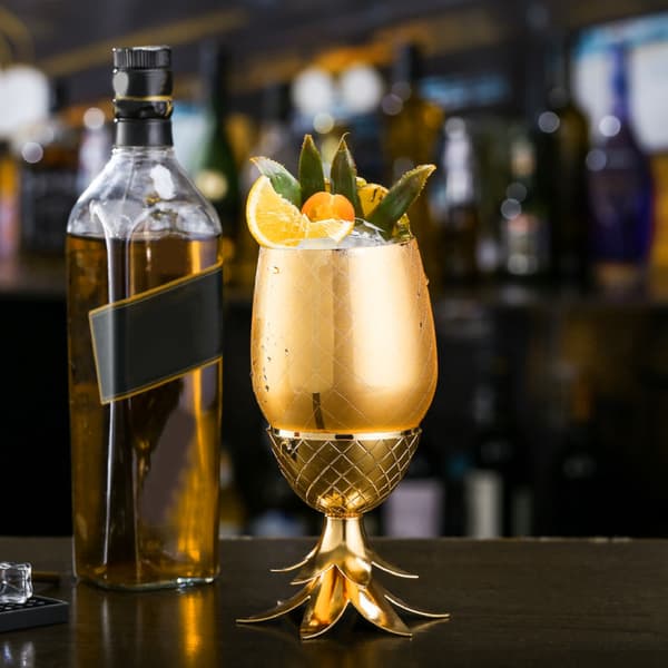 Cocktail Shaker, rustfrit stål, ananasformede bartilbehør, vakuumisoleret shaker i premium kvalitet til hjemmebartendere