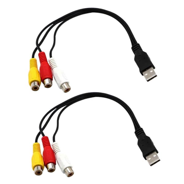 2x USB til 3RCA Kabel USB Hun til 3 RCA RGB Video AV Composite Adapter Konverter Kabel Snor Forbindelse