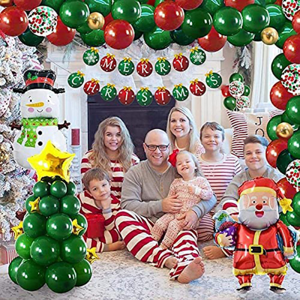 Latex Julballonger, Juldekorationer för Hem Skola Kontor, Lättuppblåsta Ballonger, Tjocka och Hållbara Röda Gröna Guldballonger, God Jul