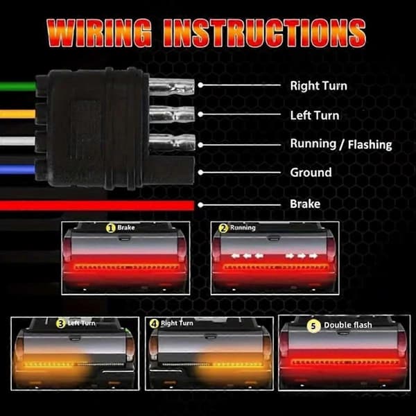 Advarselslys-stripe for kjøring, baklys-stripe for pickup, LED-baklukelys, baklys-tape, baklukelys-stripe, Strobe-bremselys