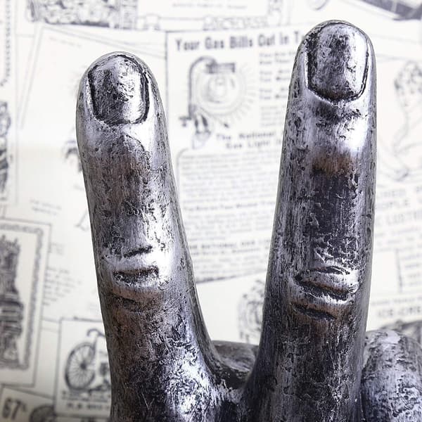 Silver Handskulptur Dekor Fingerstaty Harts Kontor Heminredning