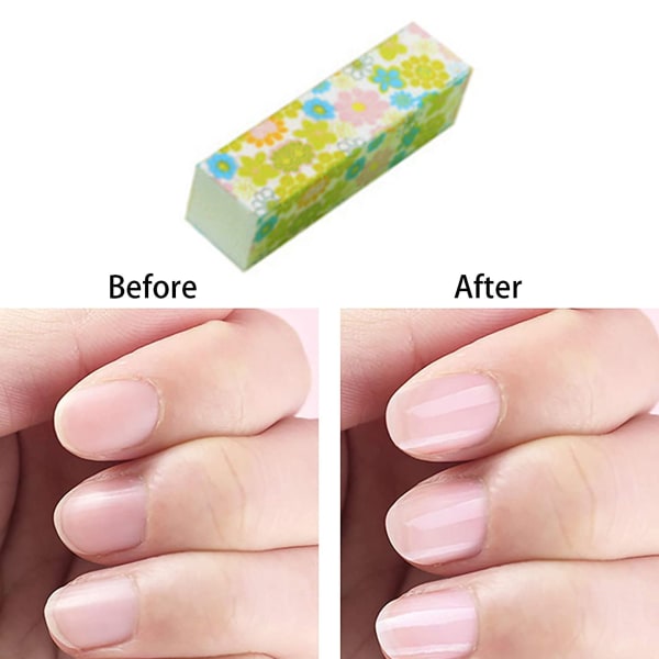 10-pack, nagelbuffertblock för naturliga naglar och akrylnaglar, 4-sidig, medium kornig nagelfil (mönster) Little Flower