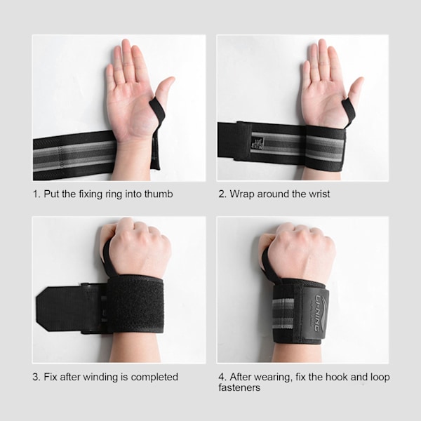 Wrist Wraps Vægtløftning Professionel Fitness Træning Wrist Support Braces Grå