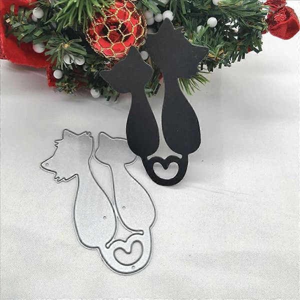 Love Heart Cats metallstans för DIY-bröllopsinbjudningar och pyssel