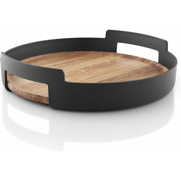 Tidlös Serveringsbricka i Trä med Robusta Handtag, Nordic Kitchen Collection, Svart Oljad Ek för Stilfull Frukost på Sängen, Vardagsrum, Kaffe