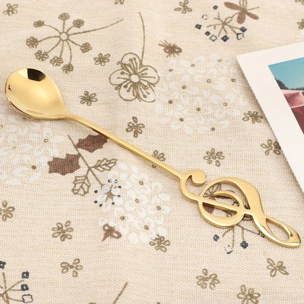 Dessert Ske Dessert Ske med Musiknote i Rustfrit Stål (Guld)