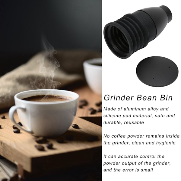 60g Kvarn Blåsböna Behållare Aluminiumlegering Kaffekvarn Rengöringsverktyg för Eureka MignonBlack