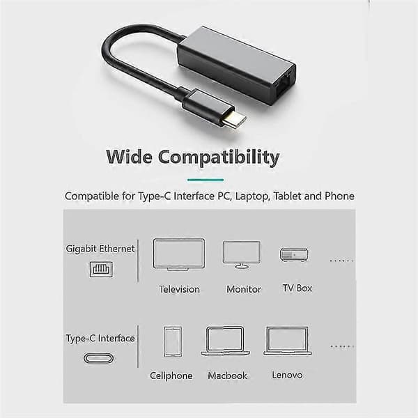 Type-c Gigabit -verkkokortti Usb-c - Rj45 -verkkokorttiin 100 Mbps Ethernet-sovitin Pro Galaxy -laitteelle
