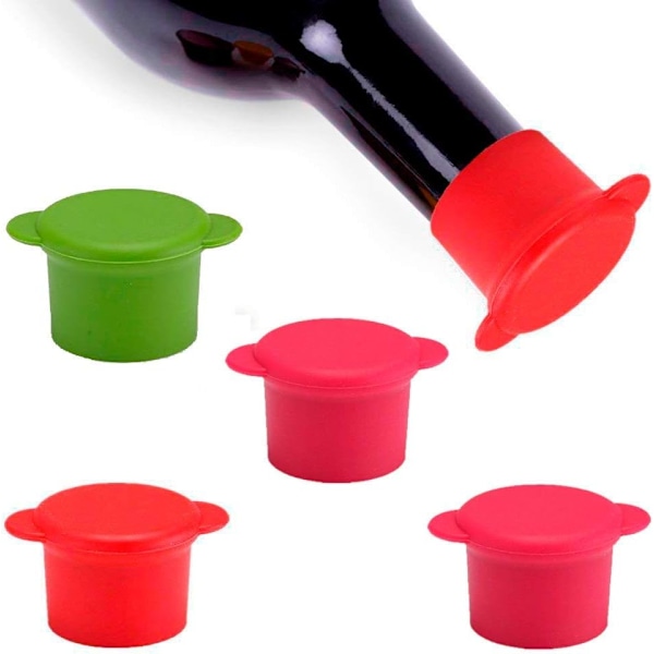 Återanvändbara Okrossbara Korkar, Miljövänliga Silikonmaterial Flaskkorkar För Att Bevara Smak Och Arom I Dina Favoritdrycker, Vinrött Set Med