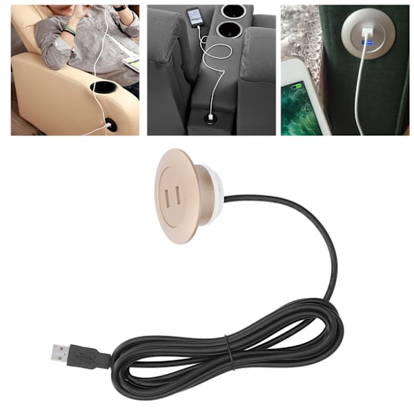 Sovan USB-latauspistoke Uppoasennus Kaksi USB-latausporttia Pistoke Kotikäyttöön Kulta