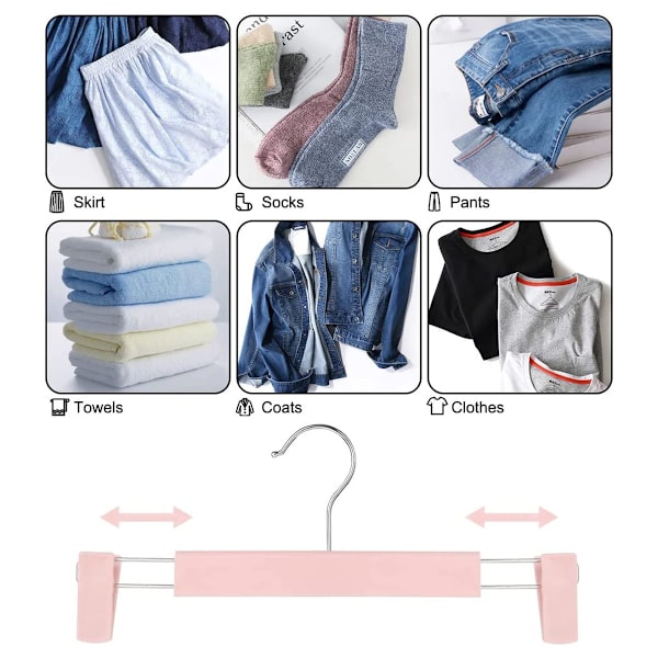 Klädhängare för byxor, platsbesparande kjolhållare med 360 ° vridbara krokar, justerbara klämmor, byxhängare, klädhängare för jeans - 10