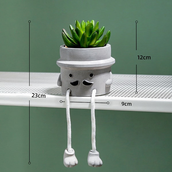 Søt uttrykksimulerende grønn plante bonsai kunstig pottet