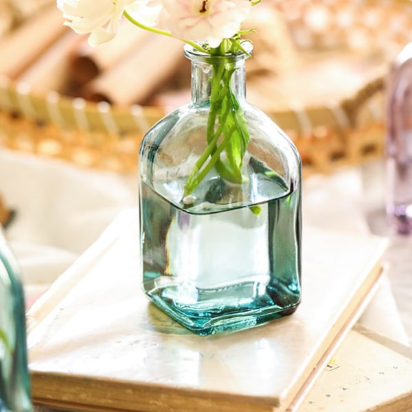 Glaskanna Vas, klar blomvas, dekorativ flaskvas för matsal, sovrum, badrum, mantel, 18,5*7 cm