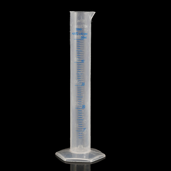 50 ml plastmättcylinder Mätcylinder med blå skala för vätskor, lämplig för laboratorier