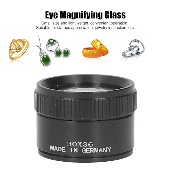 Smyckesförstoringsglas 30X 30x36mm Optisk Lins Förstoringsglas för Inspektion DIY