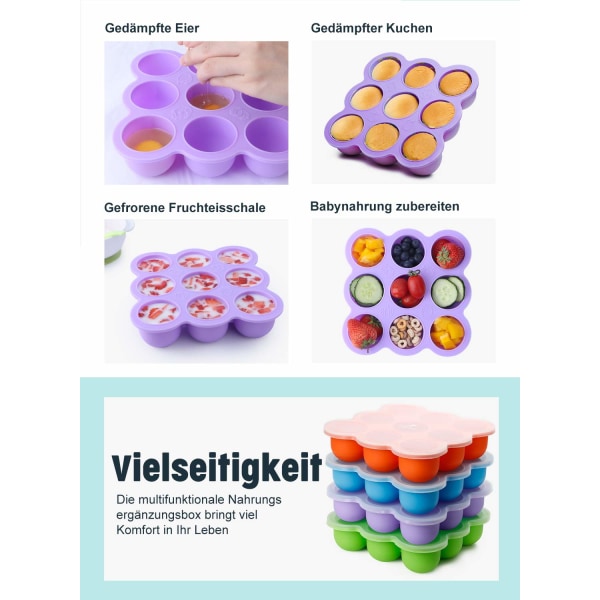 Silikonbeholder for oppbevaring av babymat til frysing av morsmelk