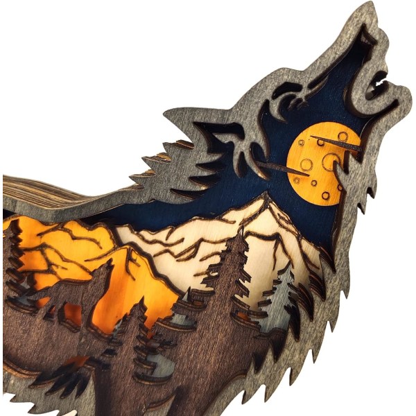 Træulv Skrivebords Ornament, Skovdyr Bord Dekoration, Træ