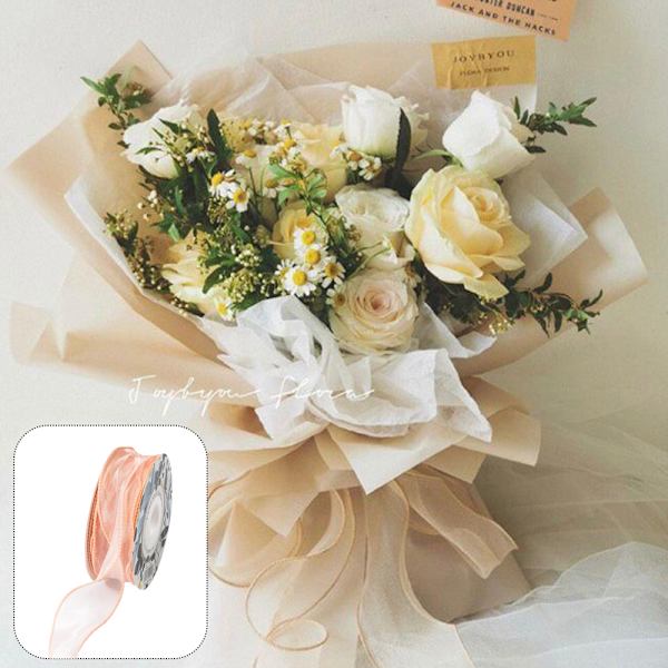 2 rullar 4 cm bred transparent organza-band - 20 meter för presentinslagning, buketter