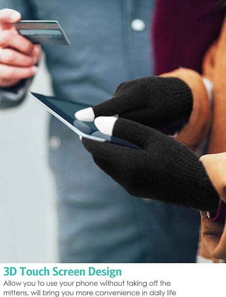 Vinrøde Vinter Touchscreen Handsker Stræk Strik Touchscreen Handske