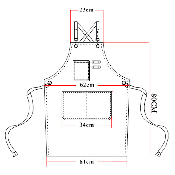 Työesiliina Unisex Canvas-selkähihnoilla ja 3 taskulla, kokki-esiliinat puuntyöstöön ja maalaamiseen