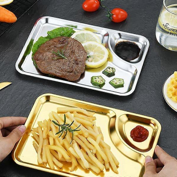 Rustfritt Stål Plate Rektangulær Brett Praktisk Flatbunnsbrett Rektangulært Brett Restaurant Flat B