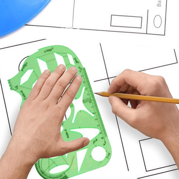 Piirustusmallisetti Viivotin DIY opiskelijoiden stensiilit piirustus ympyrä