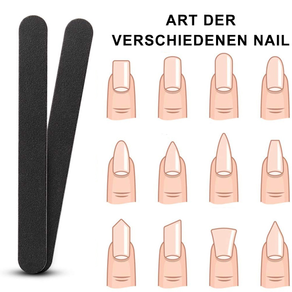 Sporgo nagelfil, förpackning med 10, svart 100/180 professionella nagelfilar, dubbelsidiga nagelfilar, engångsnagelfil, kärnfärg rosa nagelfilar för