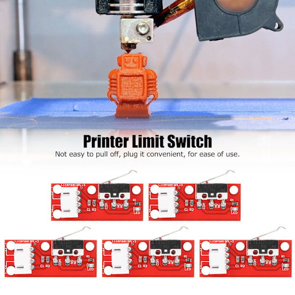 Mekanisk Endestop med 3-polet 70cm/27.6in Kabel Printtilbehør til Endestop 3D Printer Rød