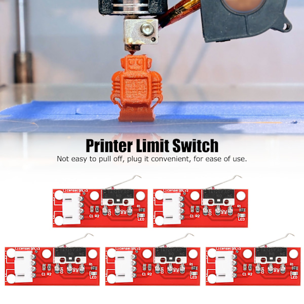 Mekaniskt gränslägesbrytare med 3-polig 70 cm/27,6 tum kabel, trycktillbehör för Endstop 3D-skrivare, röd