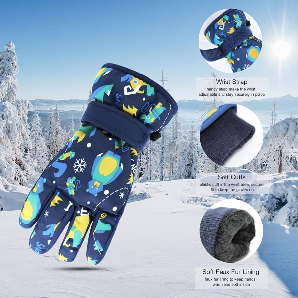 Barn Skid- och snowboardhandskar, Vattentäta vintervarma handskar, Kalla