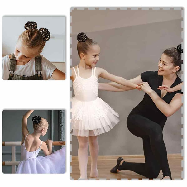 Pakke med 3 hårnet, hårnet, med diamanter i krystal, til gymnastik, rytmisk gymnastik, ballet, ridning, kunstskøjteløb, danse-knude-net