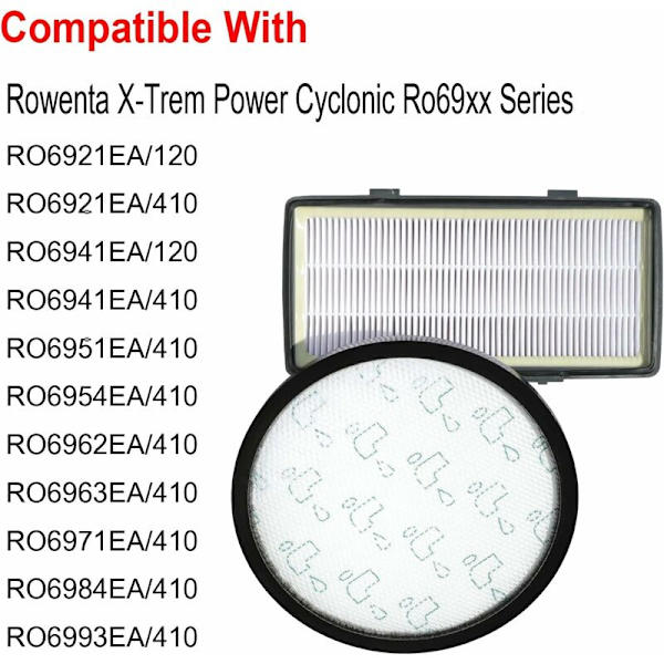 Kit X-TREM POWER CYCLONIC kompatibla filter (280327-51687) Dammsugare RO6941EA RO6951EA RO6963EA