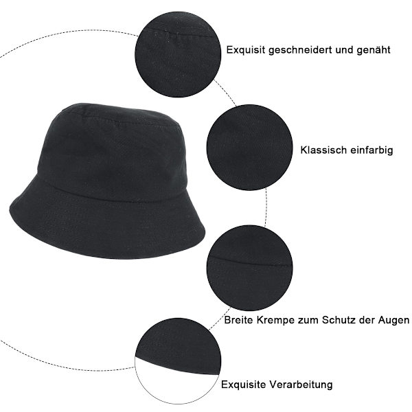 Fischerhut Dam Eimerhut Enfärgad Solskydd Bucket Hat med UV-skydd Solhatt Vit Svart Fällbar Sommar Utomhus Sporthatt Fiskehatt Herrar