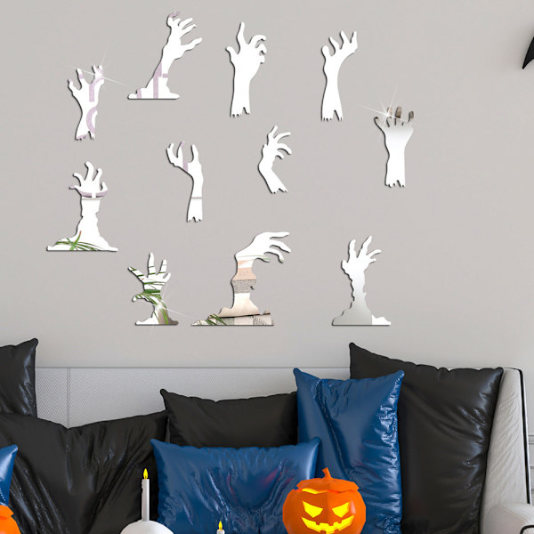 Halloween spøgelseshånd spejl klistermærke tredimensionelt selvklæbende