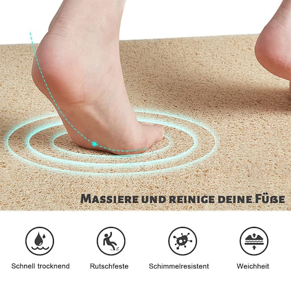 Halkfri Duschmatta för Våta Utrymmen, Texturerad Yta Säkerställer Säkerhet i Badrummet, Snabbtorkande & Lätt Rengöring, Loofah Massage Textur, Ftalatfri