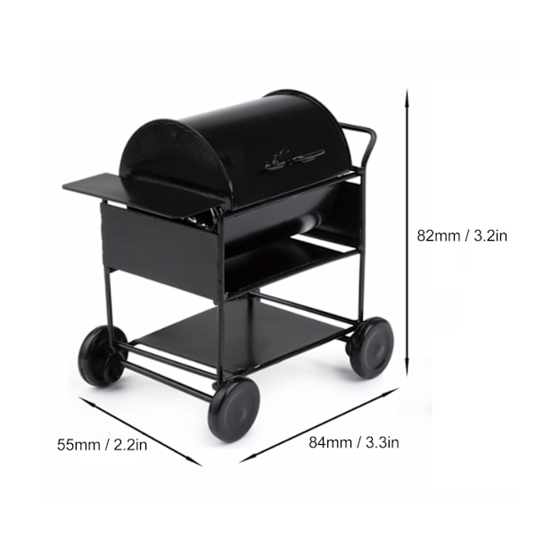 1/12 Nukkekodin Miniatyyri BBQ-Grilli Mini BBQ-Grilli Uuni Malli RC-Auton Koriste BBQ-Vaunu Malli