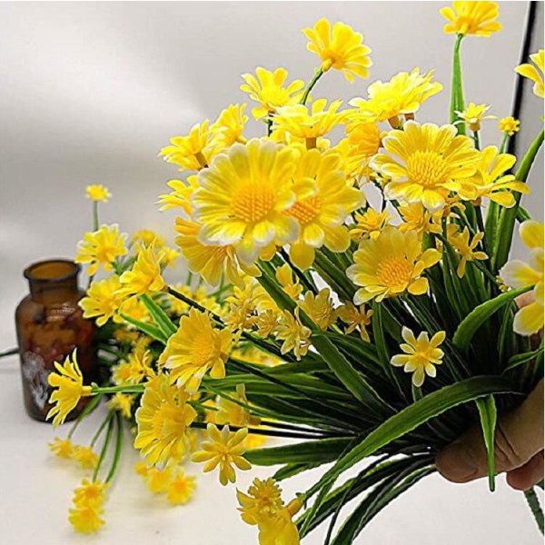 Konstgjorda prästkragar blommor, 4 st konstgjorda blommor gröna plast