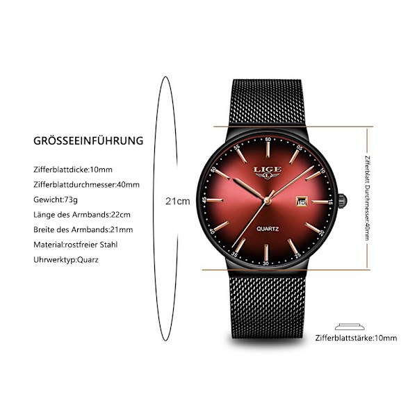 Klocka Herrar Tunn Vattentät Rostfritt Stål Mesh Mode Minimalistisk Analog Kvarts Armbandsur Herr
