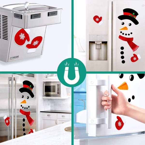 Snögubbe kylskåpsmagneter set med 16, söta roliga kylskåp
