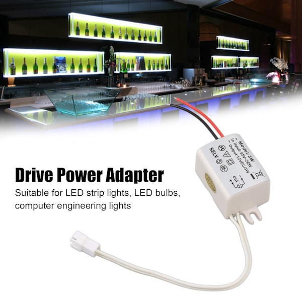 LED-drivrutningsströmförsörjningsadapter DC12V 3W Kompakt överspänningsskydd för LED-remsljus LED-lampor Industriella lampor