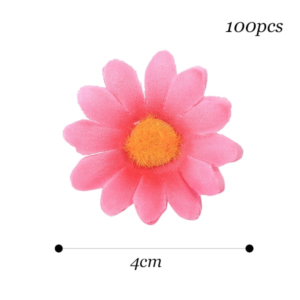 Eleganta Konstgjorda Tusensköna Gerbera Huvuden, Tygblomma, Livfull Rosa, för DIY Hantverk, Bröllopsfest Dekoration, 4Cm, Förpackning med 100, Förhöj Ditt Bröllop