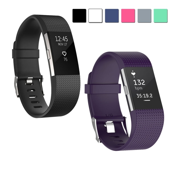 Compatible with Fitbit Charge 2 Bands, 2-Pack Replacement Soft Silicone Sport Strap Wristband Accessories for Fitbit Charge 2 Smartwatch