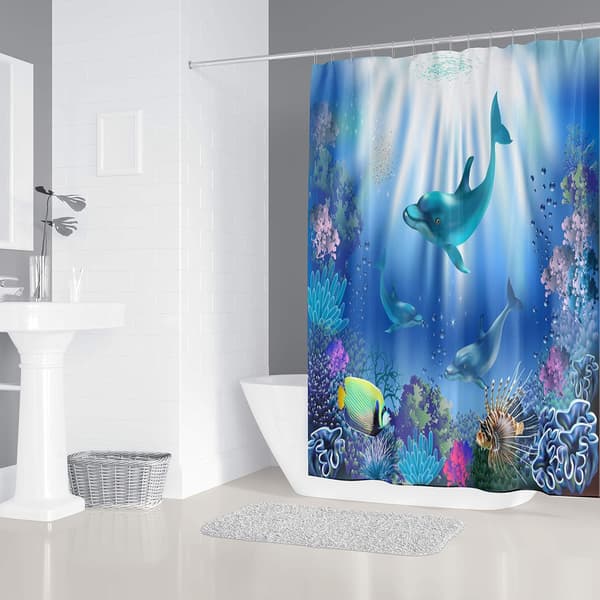3D Digitaltryck Havsliv Fisk Serie Badrum Duschdraperi