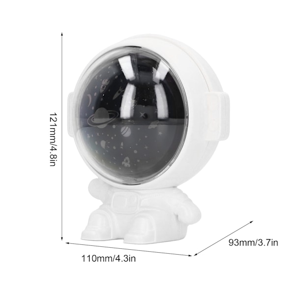 Astronaut Projektor Stjärnljus Roterbar USB Laddning Astronaut Projektor Stjärnljus med Musikfunktion, 5V 1A Vit