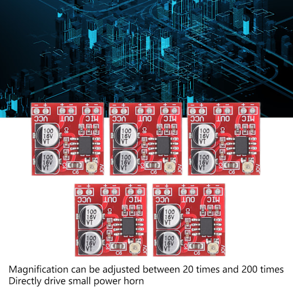 5 stk. Elektret Mikrofonforstærkermodul Justerbar Forøgelse LM386 20‑200x DC4V‑12V