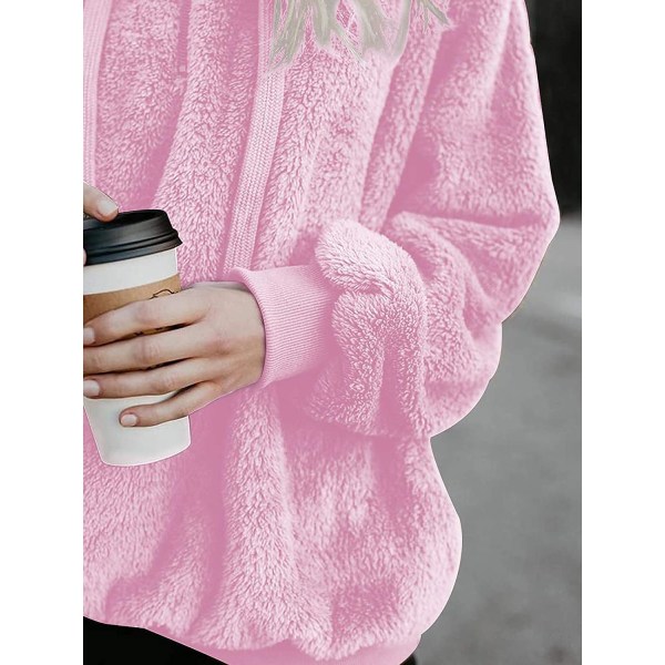 Dame Fuzzy Hoodies Trøje Cozy Oversized Lommer Hætte