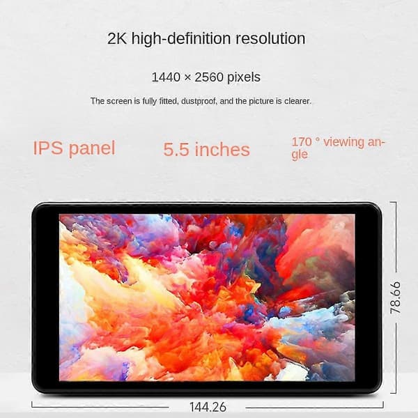 5,5 tommer IPS HD kapacitivt touchdisplay med -kompatibelt interface 1440x2560 skærm